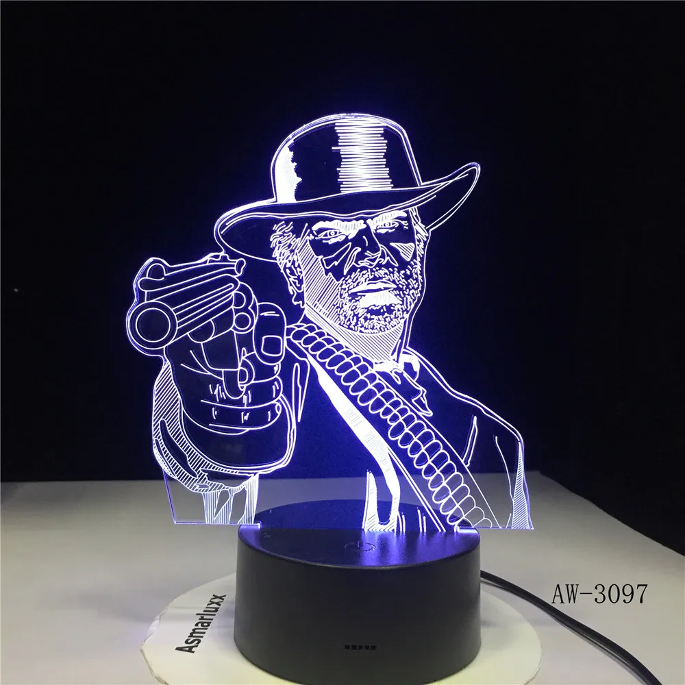  Red Dead Redemption 2 3D Table Lamp Kids Adult LED Colorful Touch Lamp Bedroom Remote Control Night - 32997266404