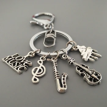 

Personalized Keyring 26Initail Keychain 12Birthstone Optional Keydangle musical notation Keychain Gift For philharmonic