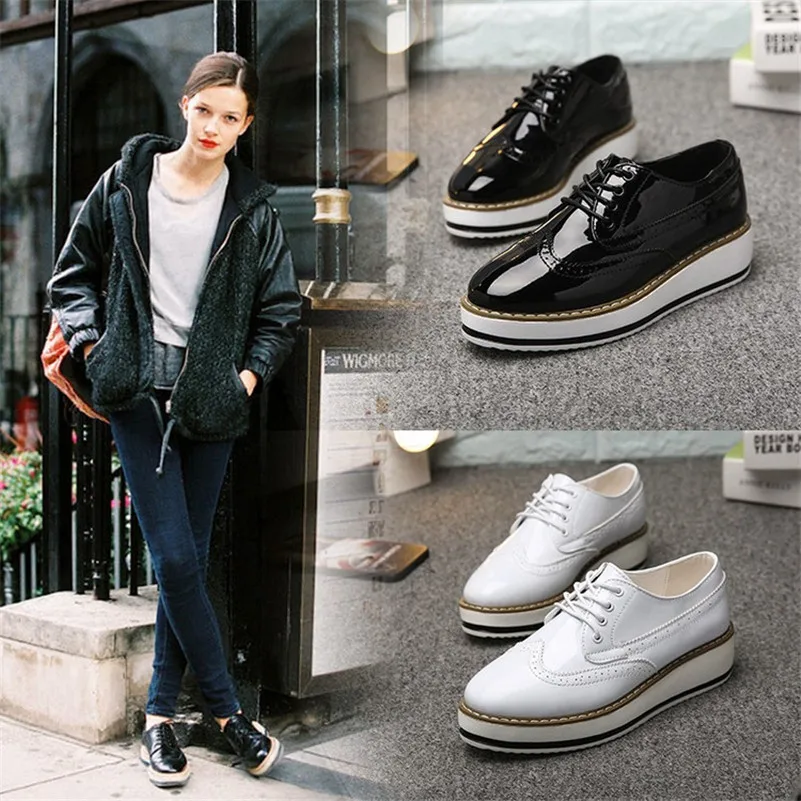 2017 Primavera Charol Creepers Zapatos Planos De Las Mujeres De