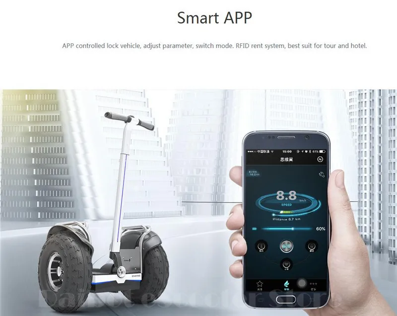 Daibot Off Road Electric Skateboard Self Balancing Scooters With APP GPS 19 Inch Motor 2400W 72V Hoverboard Electric Scooter