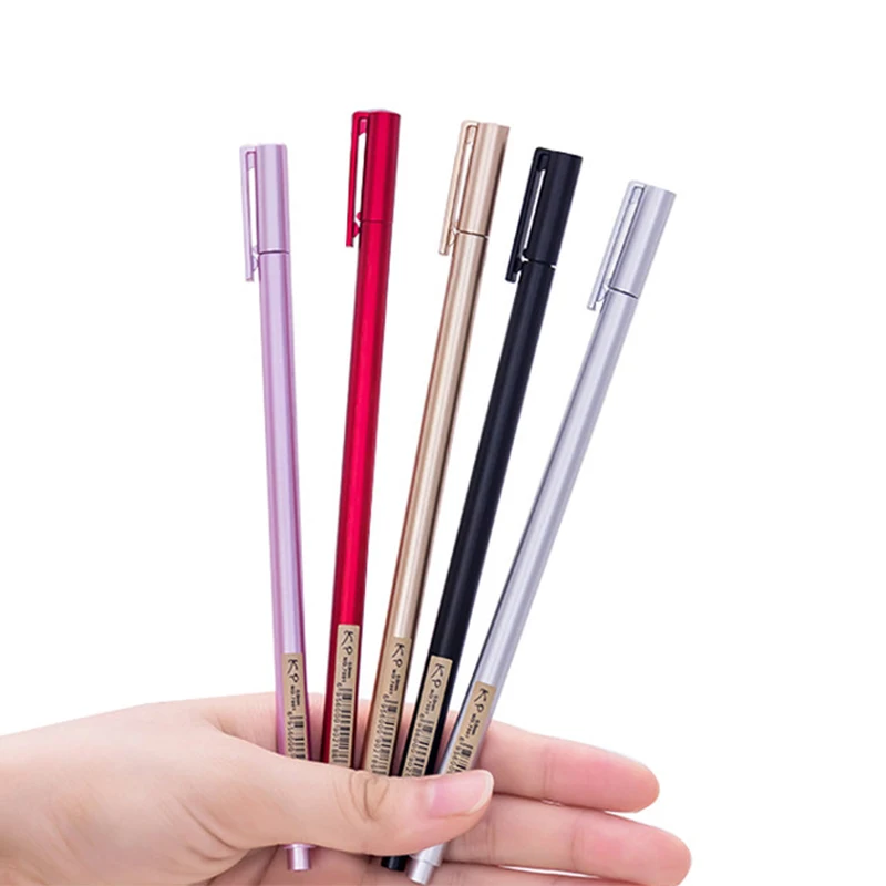 

5Pcs Metal Hand Feel 0.5mm Water Pen Black Signature Pen Office Students School Supplies Writing Neutral Pen Stationery Gift