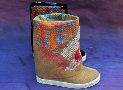 Bordado Ante Agujero La Calf Botas color Perforación Cruz color Color Primavera Redondo 4 Med Multicolor En 1 2 Pequeña Dedo De color Pie Altura Del Aumento Deslizamiento 3 Punto qtwgxZXxOv