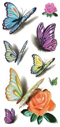 

3D color tattoo stickers waterproof female butterfly flying sexy Small pattern cover scar tattoo stickers