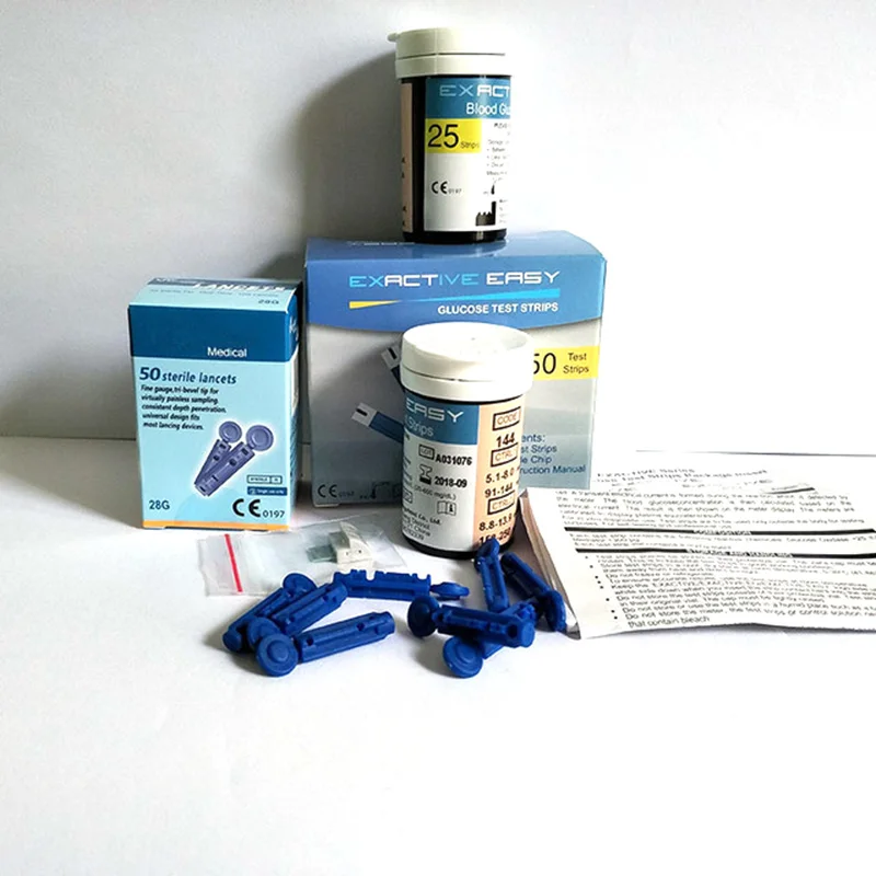 Exactive Easy 50 comprimés bandelettes de Test 50 lancettes de sang pour le glucosemètre sanguin papier de Test spécial consommables dispositif nécessaire|blood lancet|test stripsblood strip - AliExpress