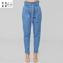 HEE GRAND/Винтаж мама джинсы для женщин осень г. плюс размеры 2XL джинсовые узкие брюки дамские шаровары Высокая талия поясом мыть мотобрюки WKN617