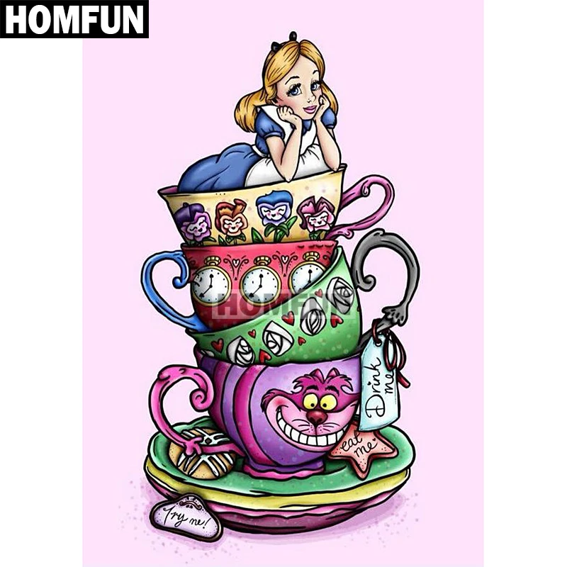 

HOMFUN Full Square/Round Drill 5D DIY Diamond Painting "Cartoon princess cup" Embroidery Cross Stitch 5D Home Decor A01783