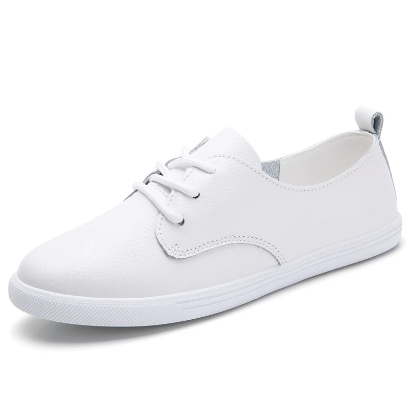 WeiDeng/лоферы из натуральной кожи на танкетке; повседневная обувь на плоской подошве; Прогулочные кроссовки; женская модная обувь для отдыха на шнуровке; Цвет Серебристый; подошва 6 см - Цвет: White 8833