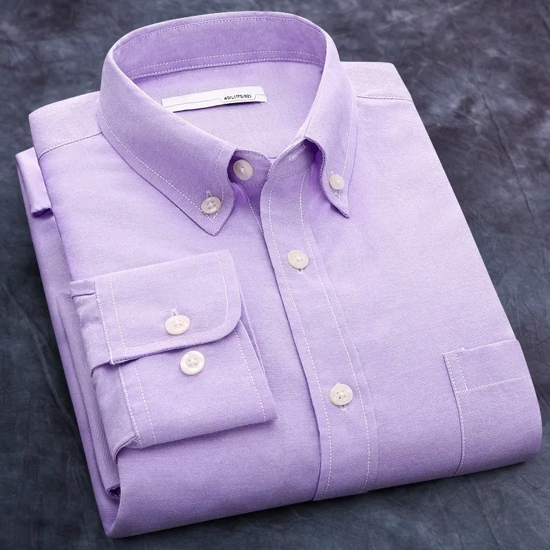 Langmeng, Мужская Повседневная рубашка с длинным рукавом размера плюс 5XL, мужская деловая рубашка, мужские брендовые рубашки из Оксфордского материала, голубые и белые - Цвет: L7C0806