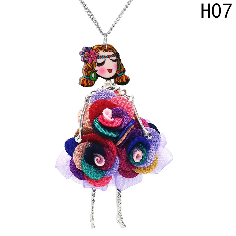 В виде ракушки кристалл кукла цепочки и ожерелья платье ручной работы французский кукольный кулон Новости сплава девушка для женщин цветок - Окраска металла: 7