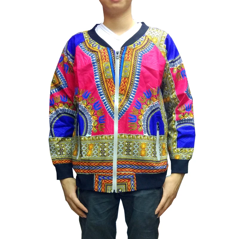 Африканский dashiki Бейсбол Куртка хип-хоп Африка Базен Riche одежда 3D принтом молния Батик Пальто Куртка-бомбер A61205 - Цвет: Red rose