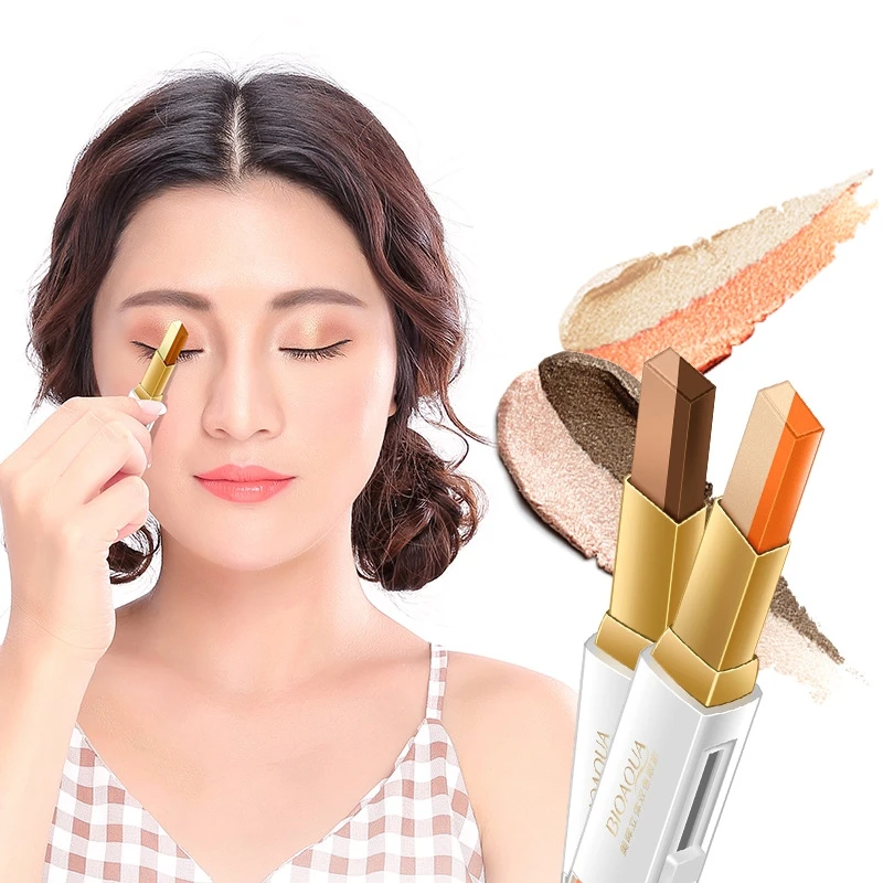

Natural Long Lasting 2 IN 1 box EyeShadow Makeup Cosmatic Shining And Decorating Eye Shadow Stick