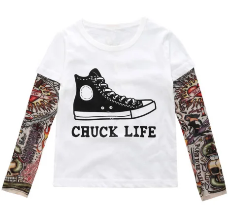 

Summer T-shirt Cotton boys clothing casual child children's clothing tattoo printing long-sleeved T-shirt Kids Clothes Top tees