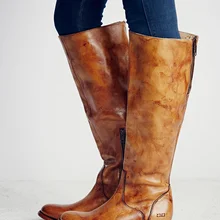 Лидер продаж; женские сапоги до колена в римском стиле для верховой езды; сезон осень-зима; Высококачественная обувь на низком каблуке с молнией