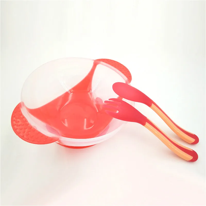 Temperature Sensing Feeding Spoon Child Tableware Food Bowl Learning Dishes Service Plate/Tray Suction Cup Baby Dinnerware Set