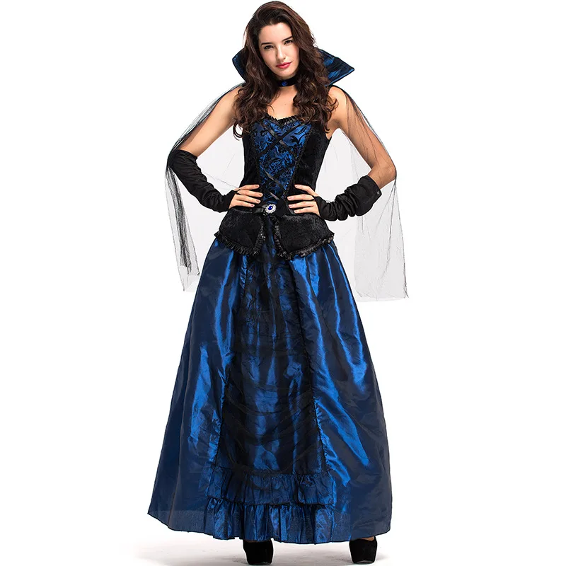 

Umorden Womens Blue Enchantress Countess Costumes Midnight Vampiress Vampire Costume Halloween Carnival Masquerade Party Cosplay