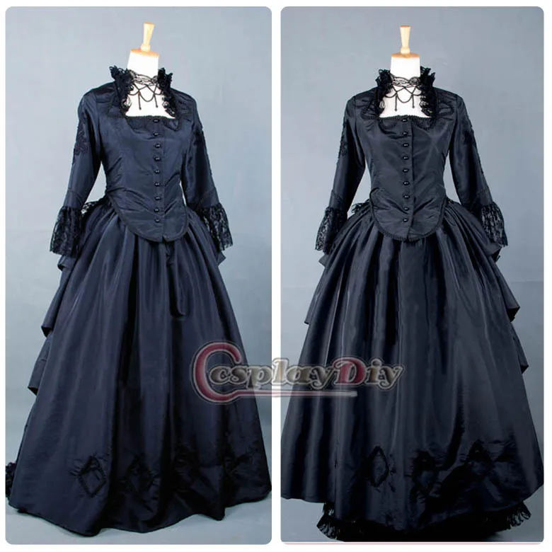 Free Shipping Custom made Medieval Victorian Gown Ball Costume Dark ...