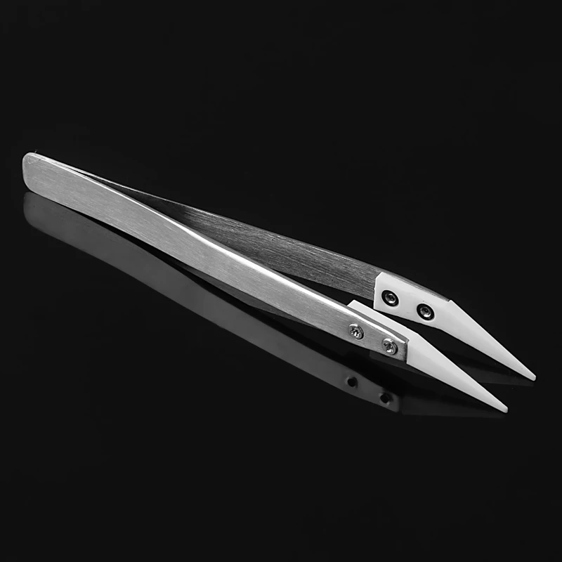 

1PC Ceramic Tweezers with Stainless Steel Handle Curved Aimed Tweezer