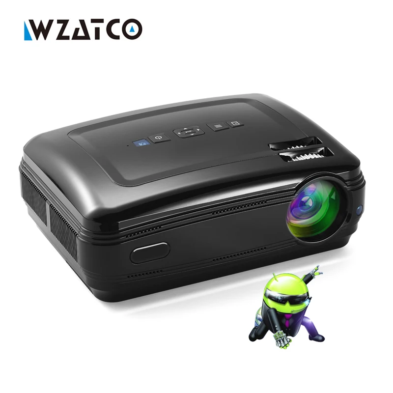 WZATCO New Android 6.0 Smart WiFi 5500Lumens Full HD 1080P multimedia LED 3D TV Projector proyector beamer for home theater