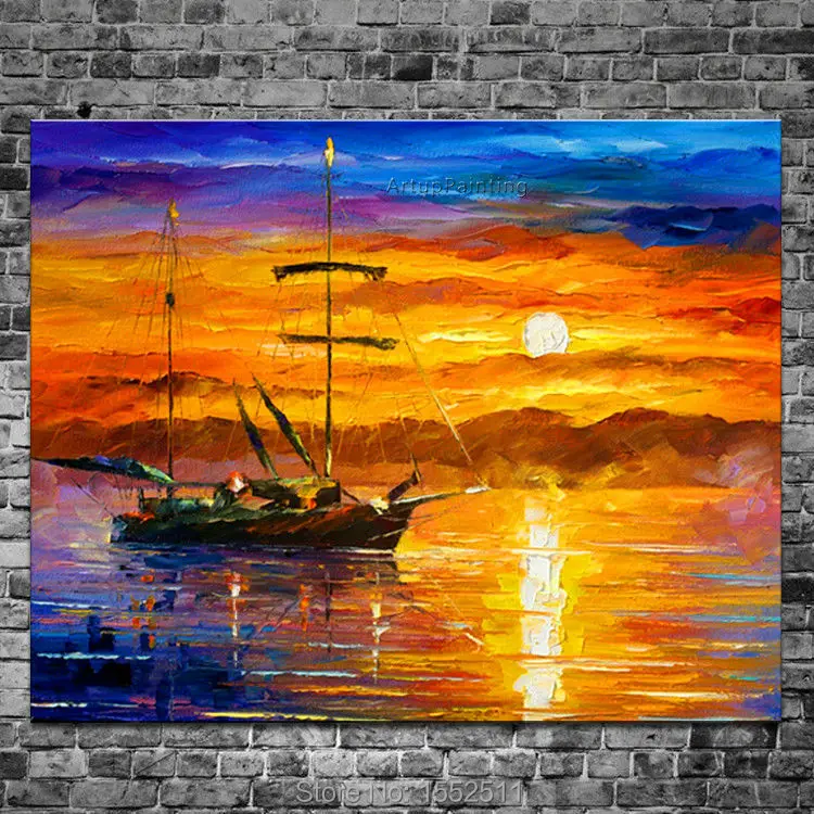 Household adornment ship painting abstract oil painting canvas wall picture modern household to decorate the living room