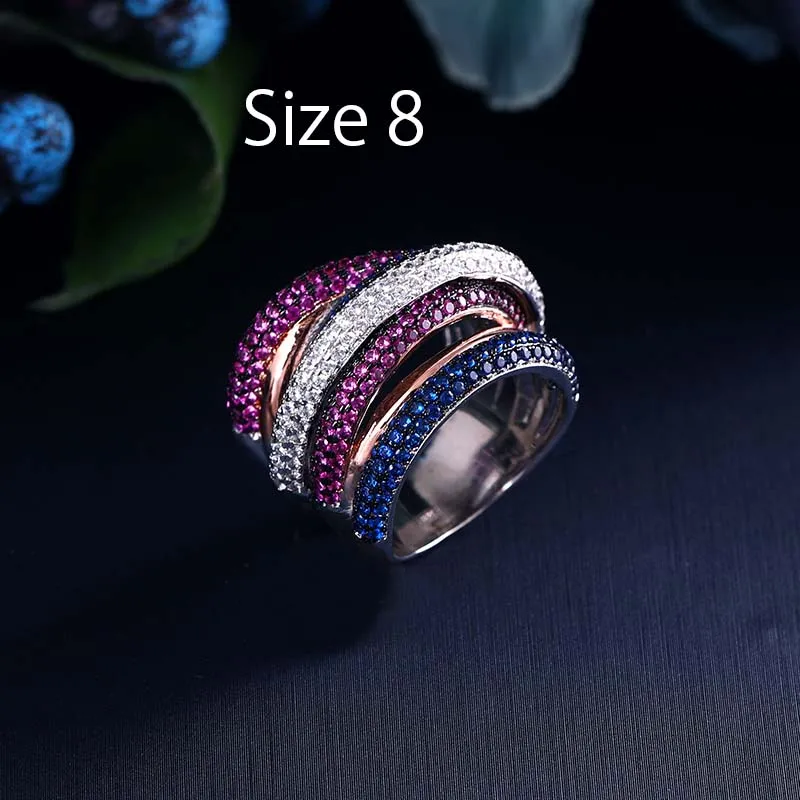 Jankelly Топ Новая мода кольца кубический циркон микро проложить Установка полный размер кольцо медное основание для женщин подарок с бесплатной доставкой - Цвет основного камня: pink 8
