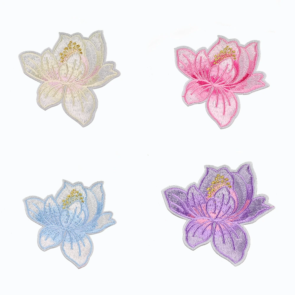 

Lychee Life Lotus Embroidered Patches Colorful Patches Supplies Handmade Sewing On Clothes Bags Accessories