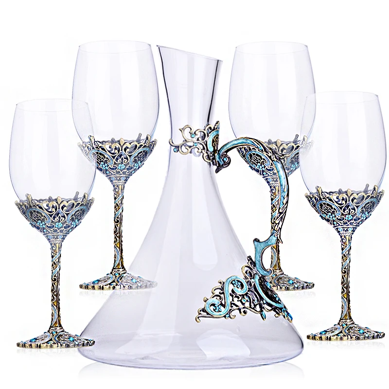 Фужеры высокого класса Vintage Crystal Костюм красного вина Металлический стеклянный