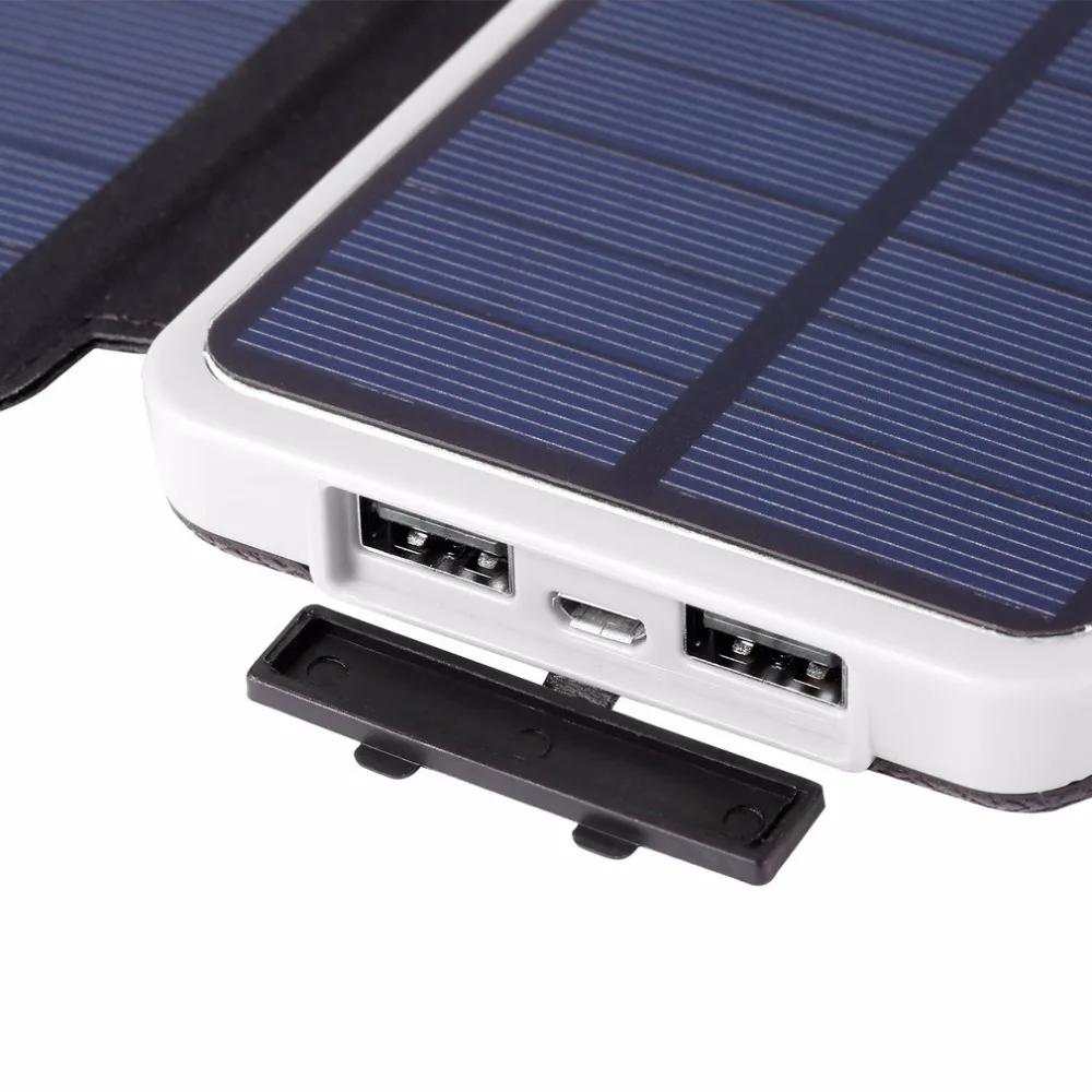 20000 мАч Солнечное зарядное устройство двойной USB Водонепроницаемый солнечное зарядное устройство Внешний аккумулятор зарядное устройство с светодиодный светильник для смартфонов