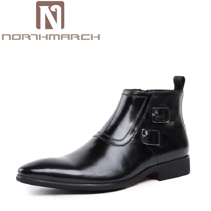 

NORTHMARCH Men Boots Genuine Leather Comfortable Ankle Shoes Autumn Winter Black Luxury Designer Dress Boots botas masculina