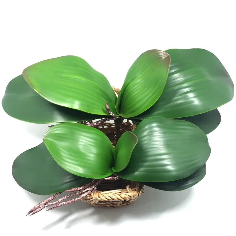 

2017 new Artificial flower Orchid leaveshigh quality PU gluing texture leaves DIY potted flower arrangements