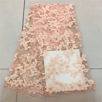 

2018 Nigerian Tulle Lace Fabric Fast Shipping African Lace Fabric For Wedding Embroidery Beaded Lace Fabric for wedding RF71-59