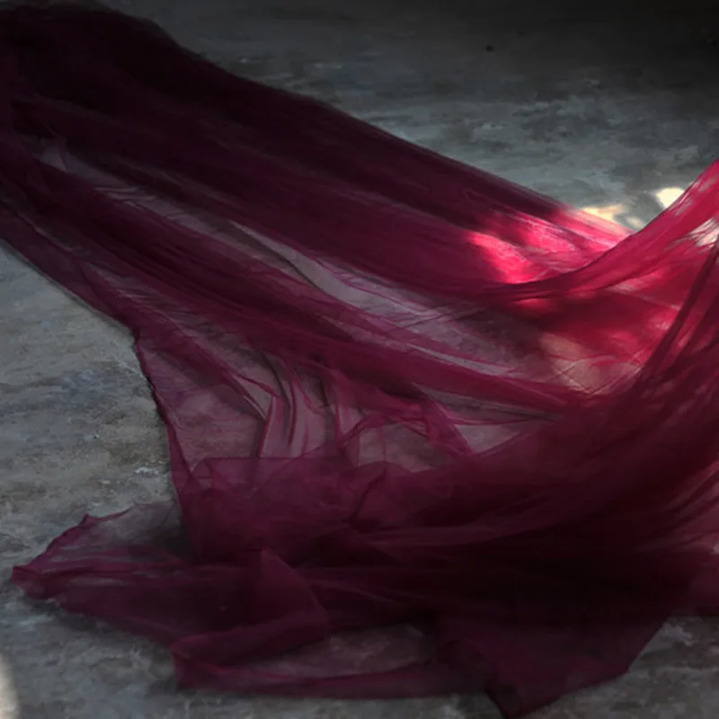 

100x310cm/PieceSuper Transparent Wedding Net - Make A Dress Fabric Perspective Encrypt Soft 310cm Super Wide / Red Line.