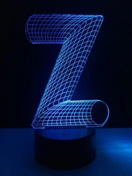 

3D nightlight alphabet letter Z 7 color changing Desk Table Led Bulb USB Touch battery powered atmosphere lighting bedroom decor
