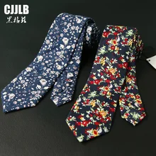 Галстук с цветочным принтом для мужчин, новые модные аксессуары, 7 см, галстук из хлопка, свадебные галстуки, вечерние галстуки с цветочным принтом