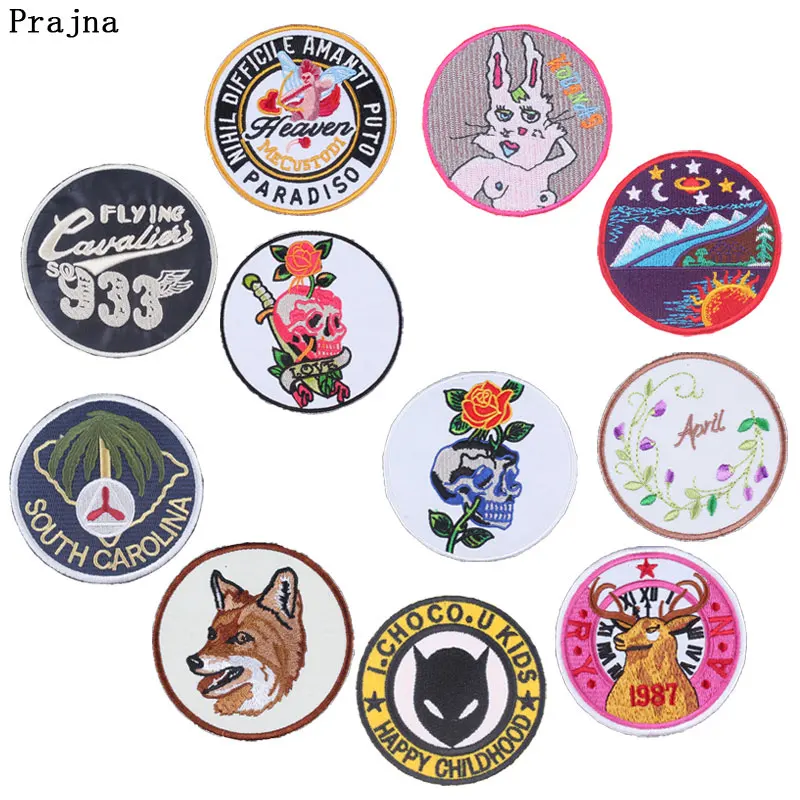 

Prajna Cupid Punk Rose Skull Iron On Patches For Clothing Sexy Rabbit Elk Patch University Badge Ironing Patch DIY Stickers F
