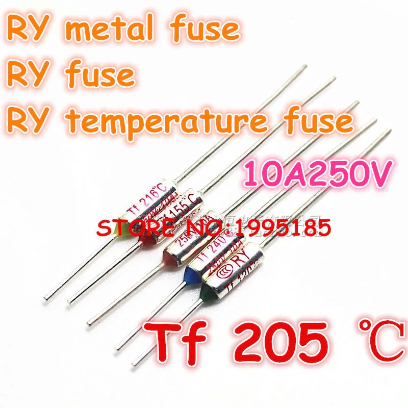 RY 100 шт./лот новый микро Термопредохранитель 10A250V 205 градусов C Мини температурный