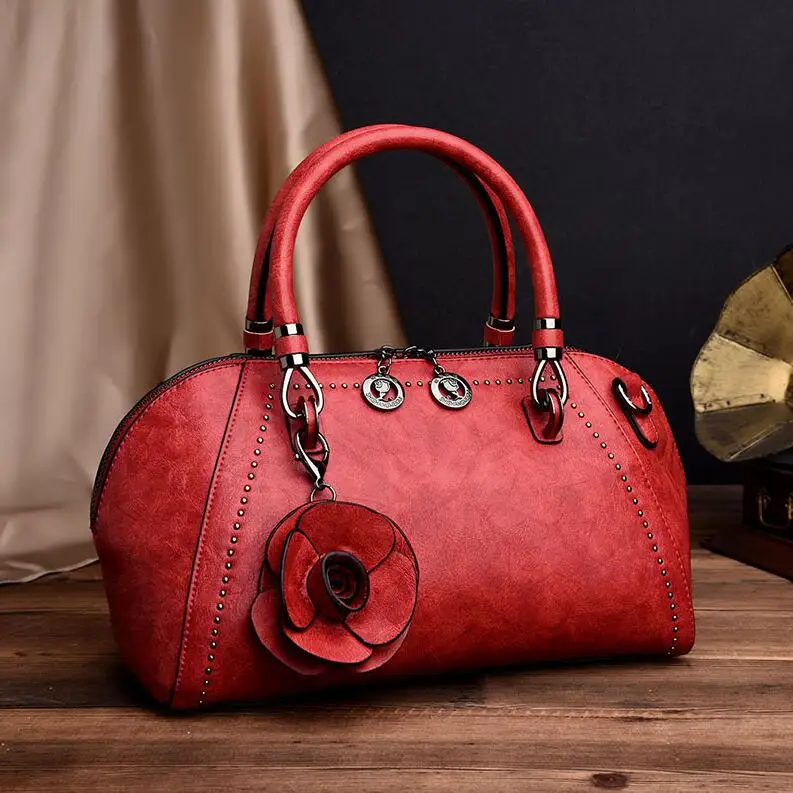Новые роскошные сумки, женская дизайнерская сумка с цветочным рисунком, кожаные женские сумки-мессенджеры, сумка через плечо, женская сумка, Bolsa Feminina - Цвет: Красный