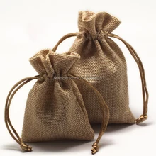 100 unids/lote CBRL yute/lino/lino bolsas de cordón y bolsa de cosméticos/tuercas/cereales, Varios colores, tamaño modificado para requisitos particulares, venta al por mayor