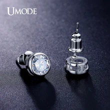 UMODE Summer Bijoux Femme Rhodium plated Bezel Setting AAA CZ Fashion Stud Earrings For Women Jewelry Gifts AUE0092