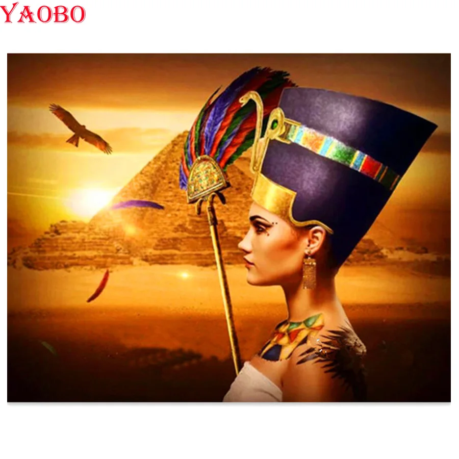 

5D diy diamond painting Egyptian women Pyramid,full square round diamond embroidery full display mosaic cross stitch home decor