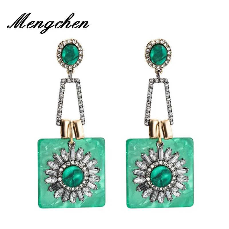

New Spring Vintage Ethnic Resin Acrylic Pendant Dangle Earrings for Women Fashion Jewelry Bohemian Statement Earrings
