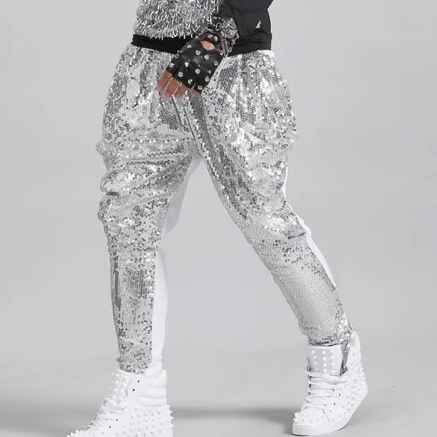 Glittering sequined pants for Men, Long pants, hip hop, hip hop, Rock