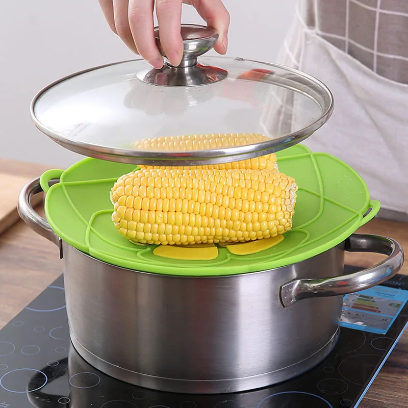 Lid for Pan Silicone lid Spill Stopper Cover for Pot Pan Kitchen Accessories Cooking Tools Flower Cookware Kitchen Accessories