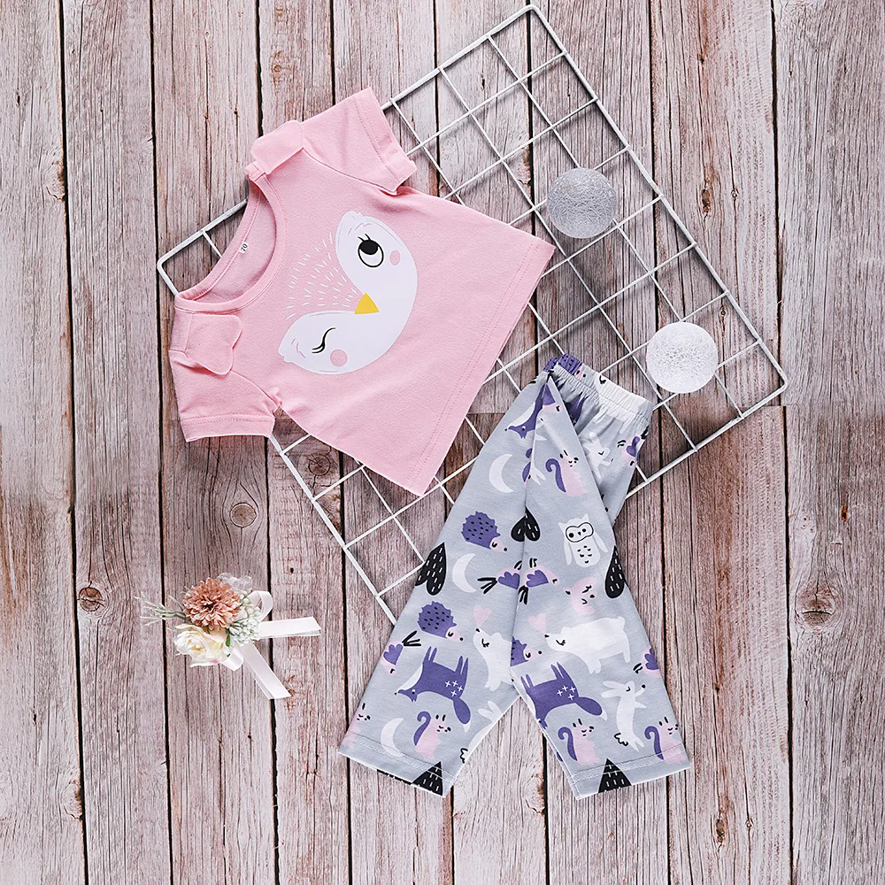 

2019 new baby girl clothes baby clothing otton short-sleeved T-shirt + pants 2/pcs Infant baby girl clothing set
