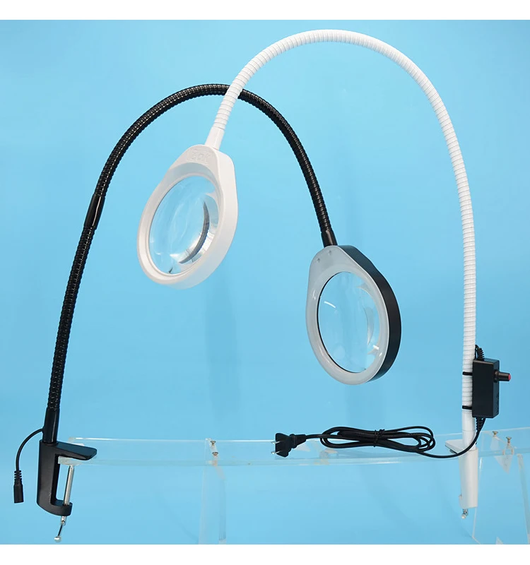 Factory wholesale 48pcs led lights Adjustable Long arm clamp magnifier for medical surgery magnifying glass