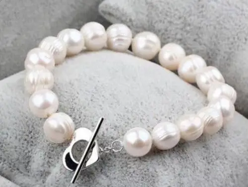 

10-11MM white baroque freshwater cultured pearl bracelet 7.5-8" @^Noble style Natural Fine jewe SHIPPING new >>free shipping