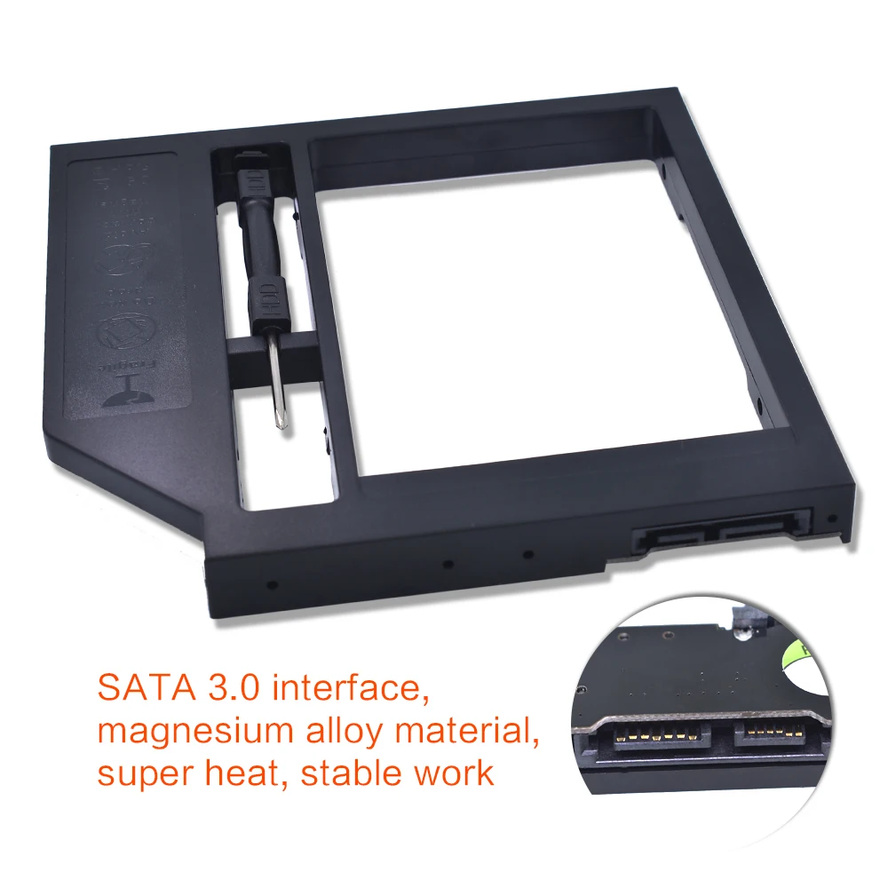 TISHRIC универсальный пластиковый 2nd HDD Caddy 12,7 мм SATA 3,0 для 2,5 ''7-12,5 мм SSD DVD Box чехол для жесткого диска корпус адаптер Optibay