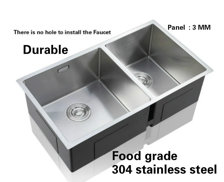 Горячая 304 нержавеющая сталь Бытовая кухонная ручная раковина двойной паз мыть блюда стандарт 72x43/81x43 см