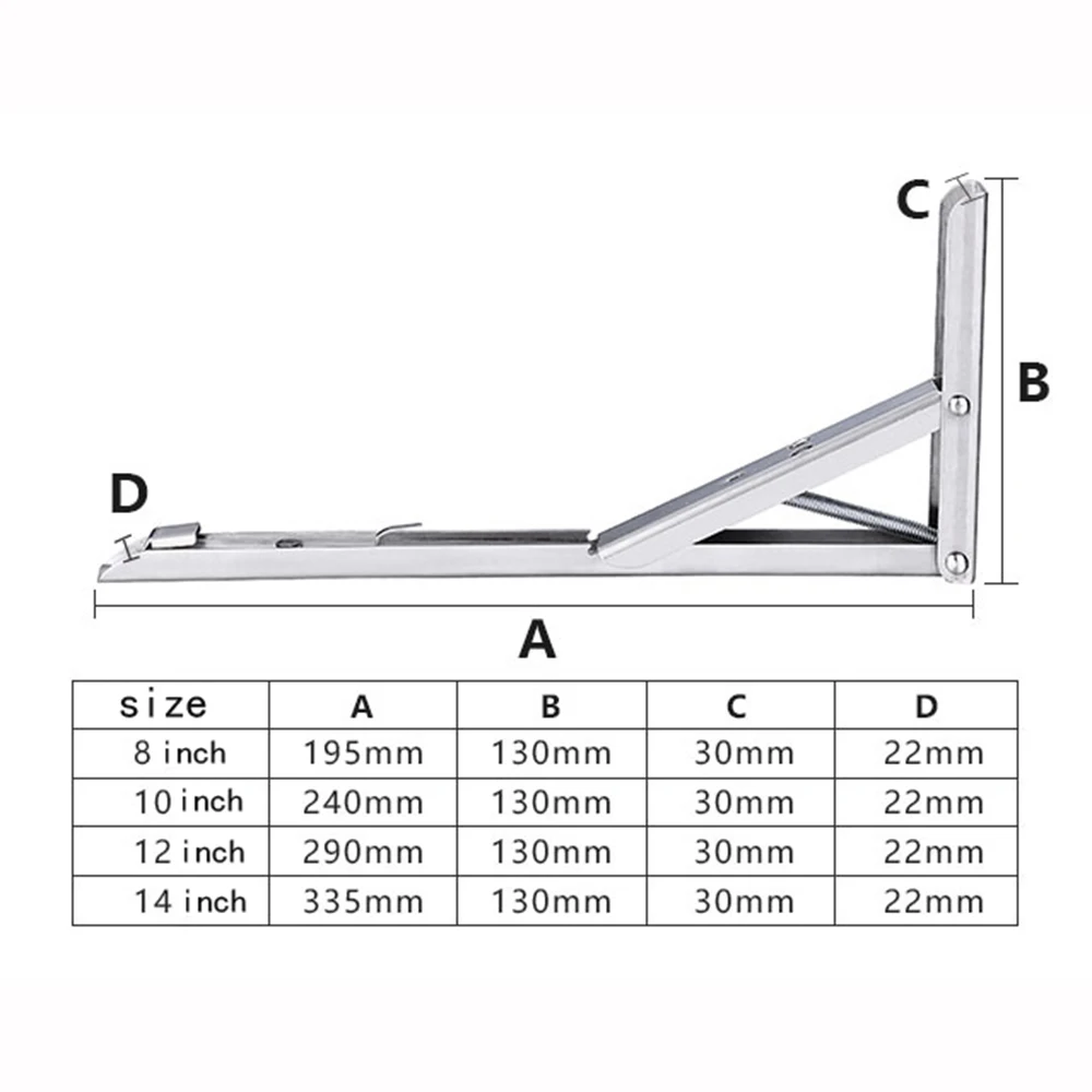 2 шт складной кронштейн из нержавеющей стали треугольная поддержка с установкой деталей Макс отрицательный тяжелый 65 кг 8-14 дюймов