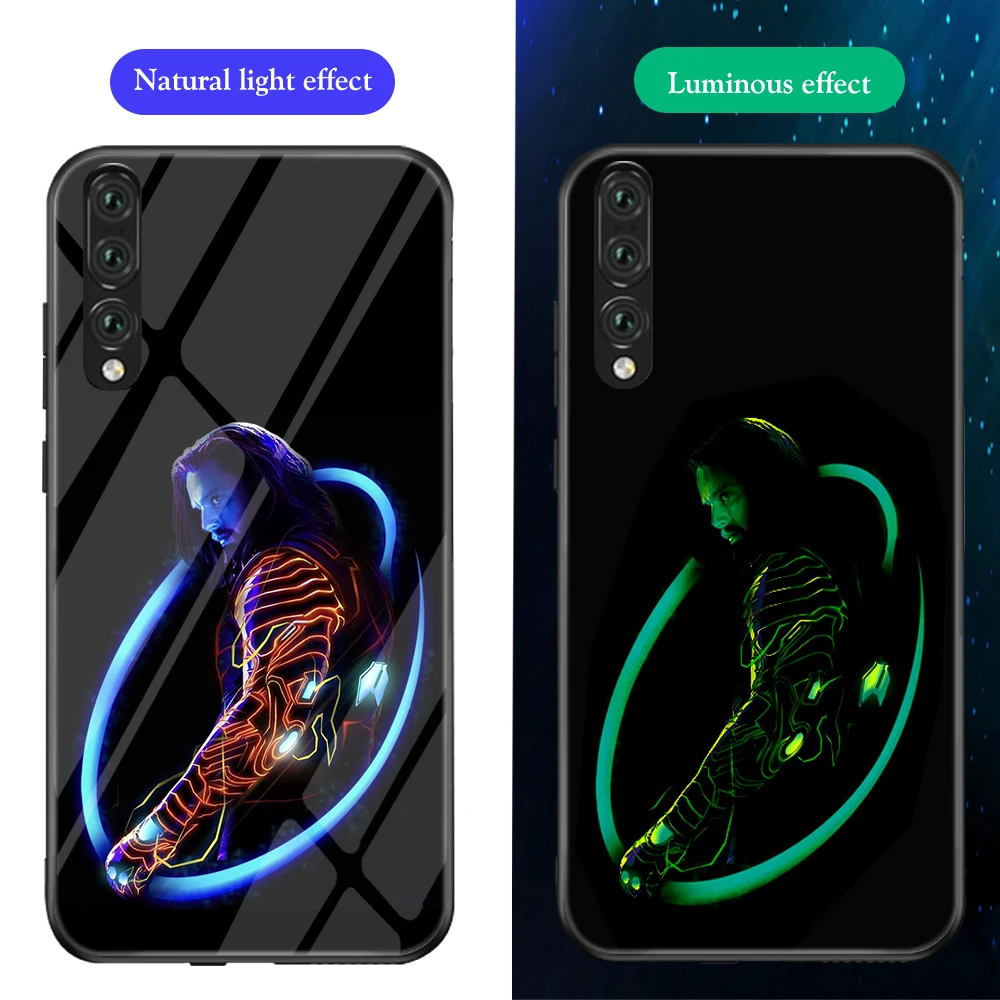 Ciciber чехол для телефона Funda Coque для huawei P30 P20 Lite Marvel Мстители Железный человек светящаяся стеклянная крышка для huawei P30 P20 Pro Capa