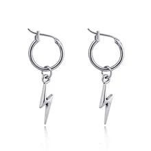 Brincos de argola com pingente punk femininos, 1 par de brincos de personalidade coreana para homens e mulheres, joias da moda E838-2
